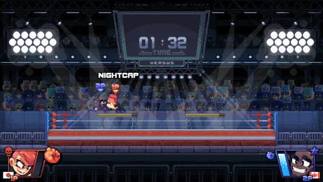 The Striker doing a nightcap signature against The Showman in a table match